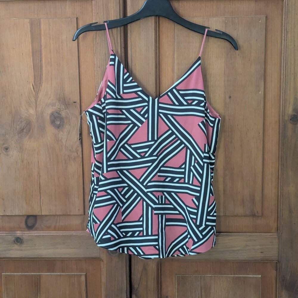 Express Pink Printed Reversible Tank Top V Neck Camisole Size Small NWT